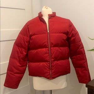 J. Crew red parka jacket sz M